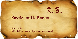 Kovácsik Bence névjegykártya